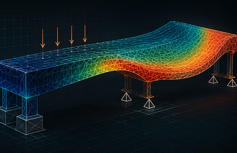 Finite element simulation illustration with structural stress heatmap